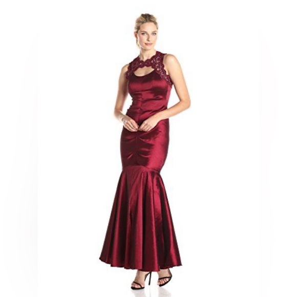 Xscape  Sleeveless Stretch Taffeta Dress with Sparkly Lace - Picture 9 of 12